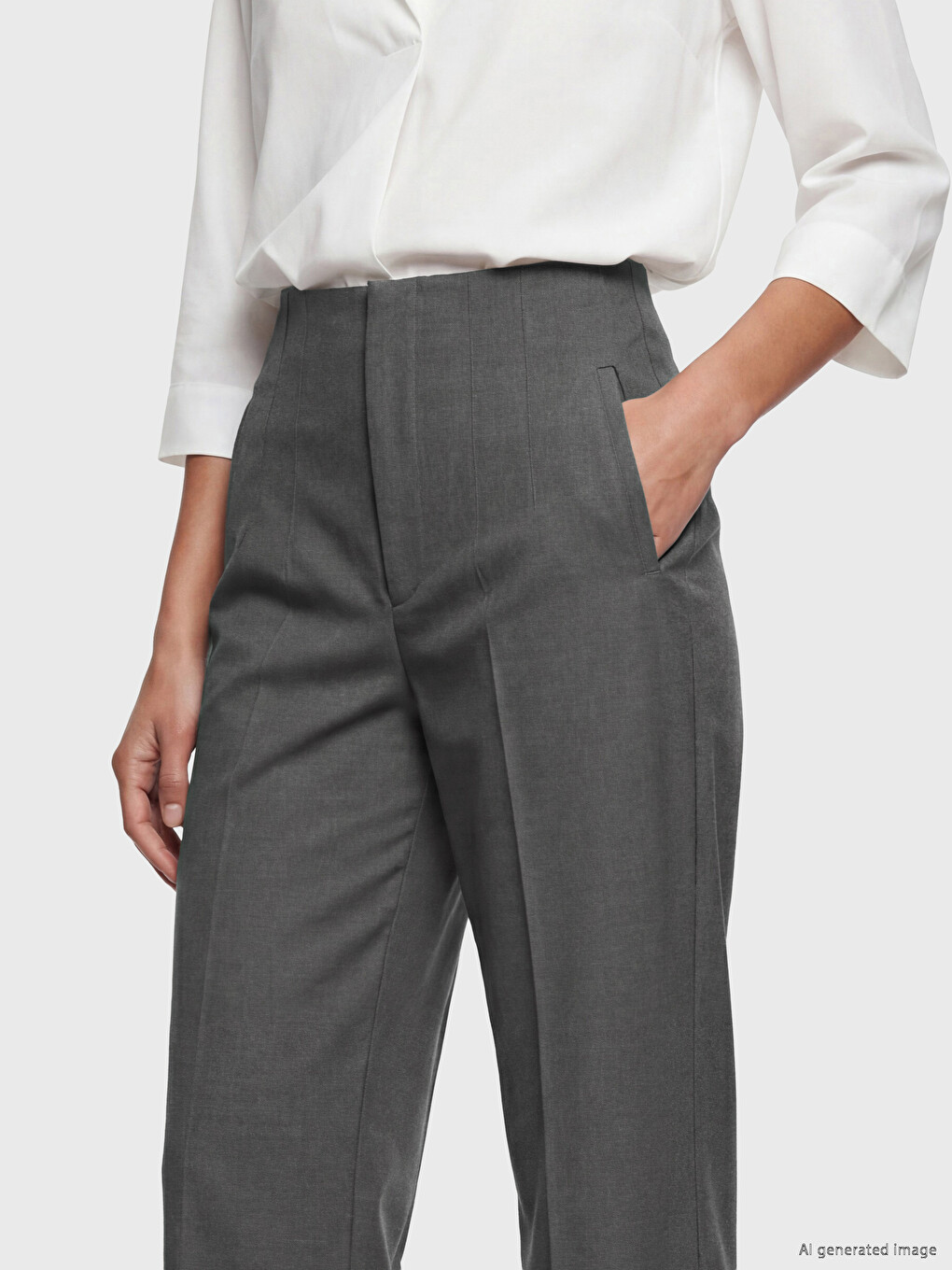 Regular Fit Women's Fabric Trousers-2