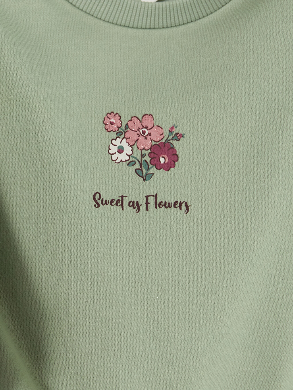 Yeşil Baskılı Fırfırlı Kız Çocuk Sweatshirt 2'li-2