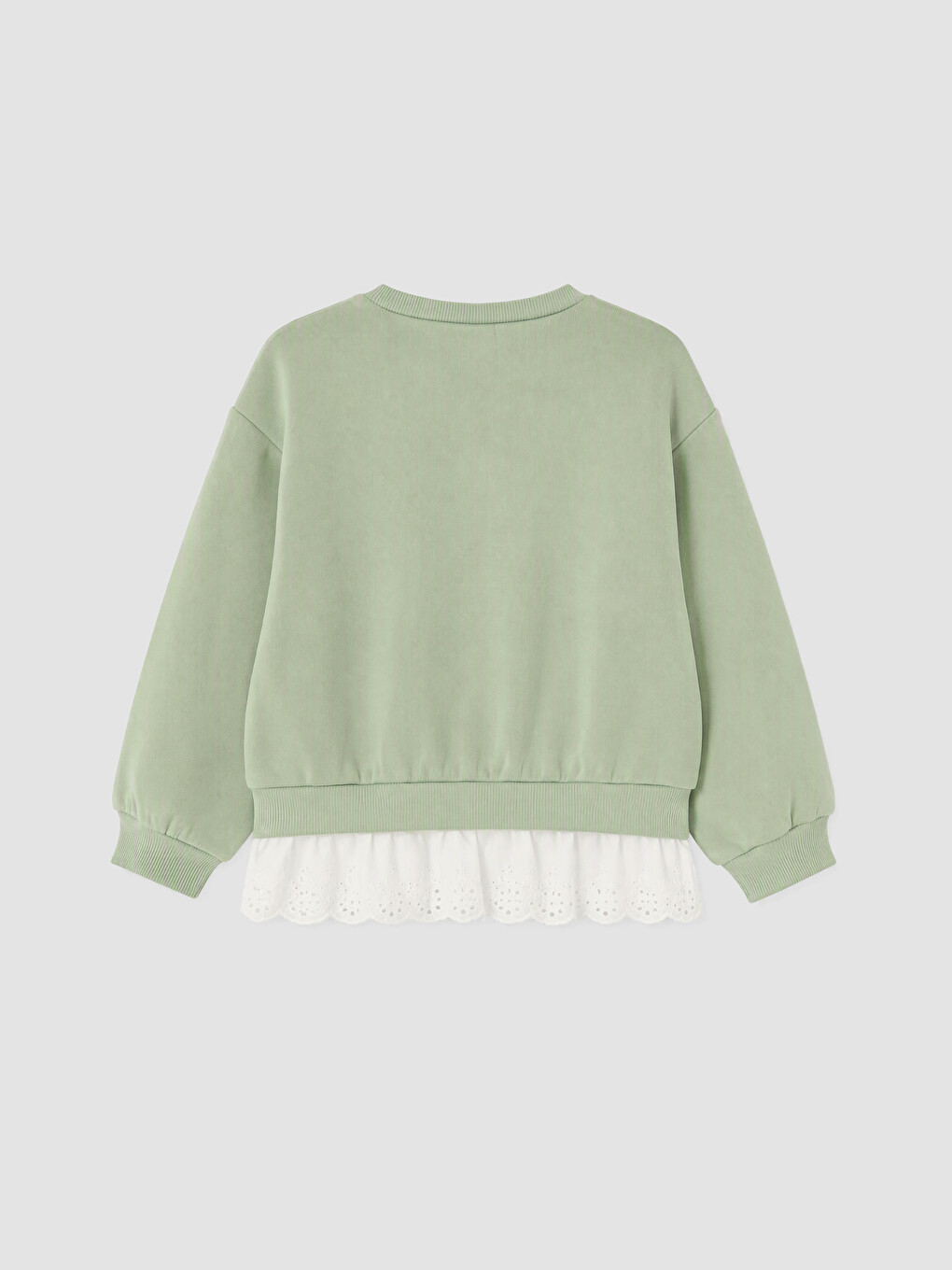 Yeşil Baskılı Fırfırlı Kız Çocuk Sweatshirt 2'li-3