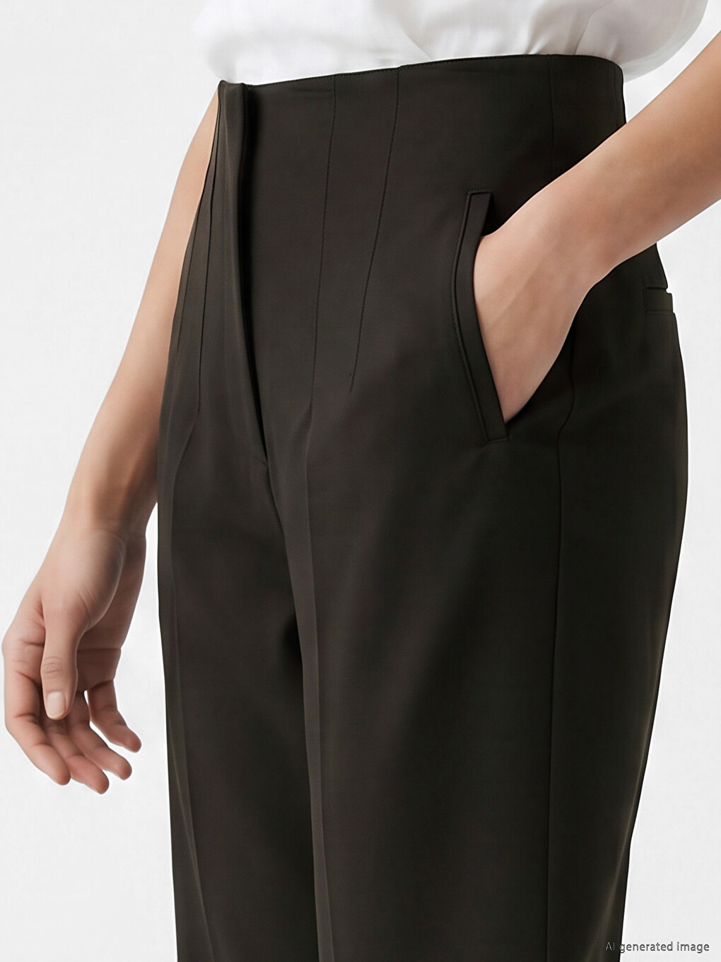 High Waist Slim Fit Women's Trousers-2