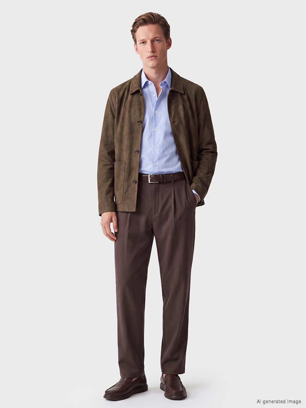 Kahverengi Regular Fit Süet Görünümlü Erkek Blazer Ceket-1