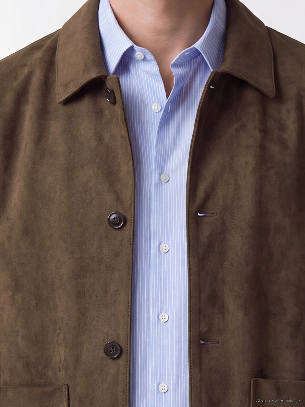 Kahverengi Regular Fit Süet Görünümlü Erkek Blazer Ceket-2