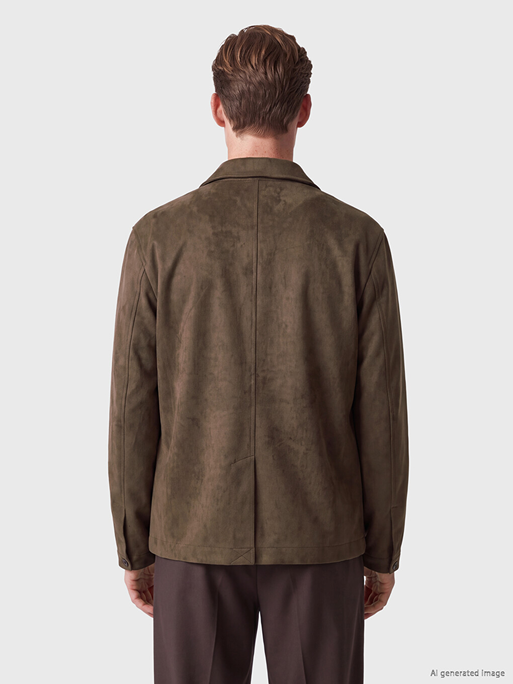 Kahverengi Regular Fit Süet Görünümlü Erkek Blazer Ceket-4