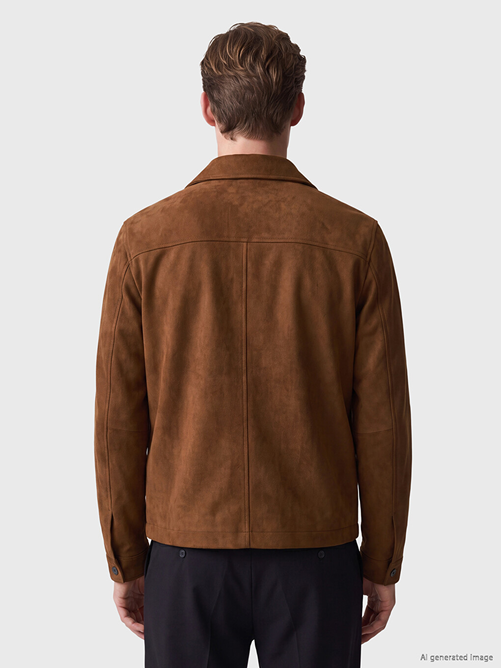 Kahverengi Regular Fit Süet Görünümlü Erkek Blazer Ceket-3