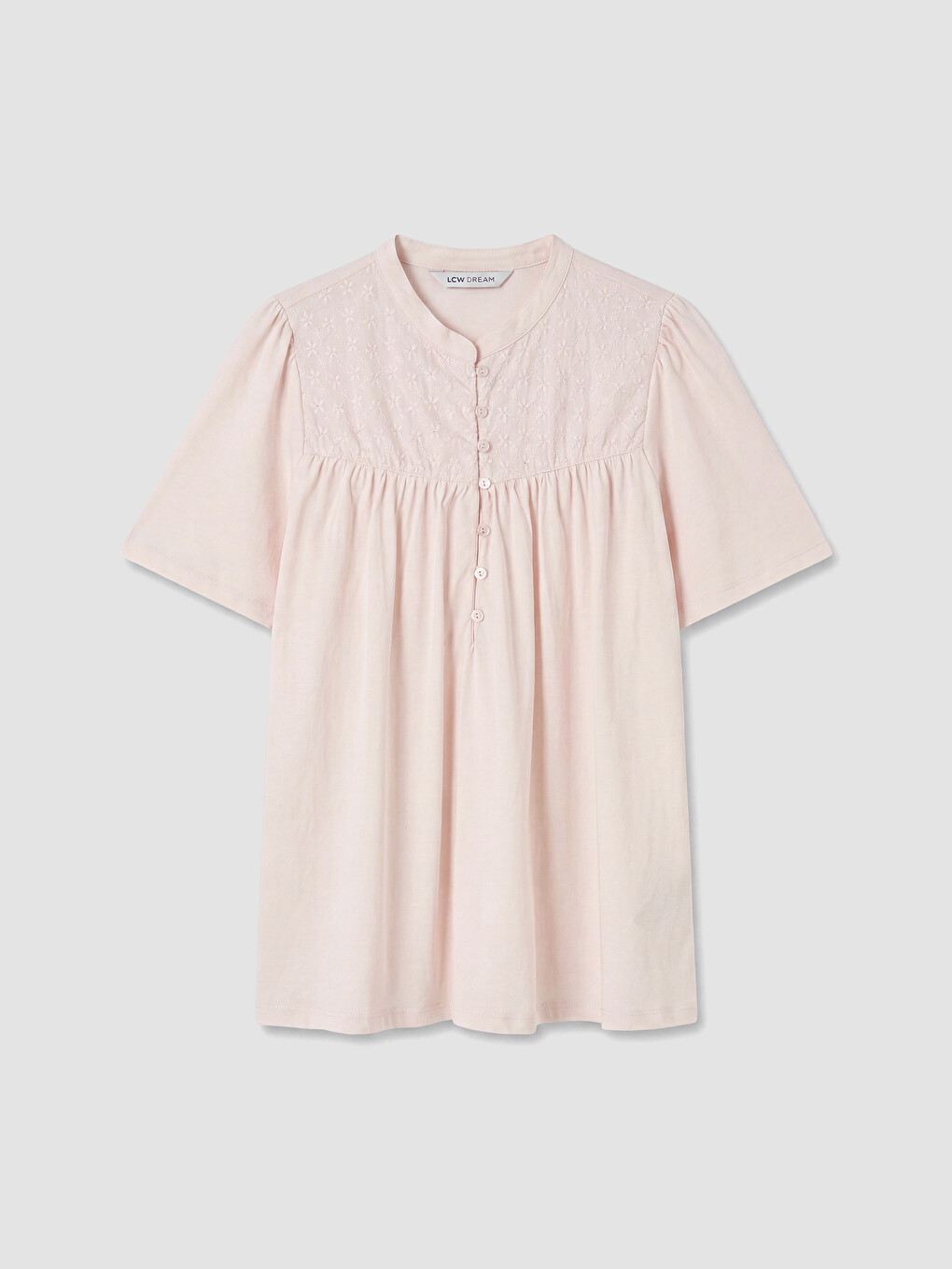 Pembe Hakim Yaka Nakışlı Hamile Şortlu Pijama Takımı-5