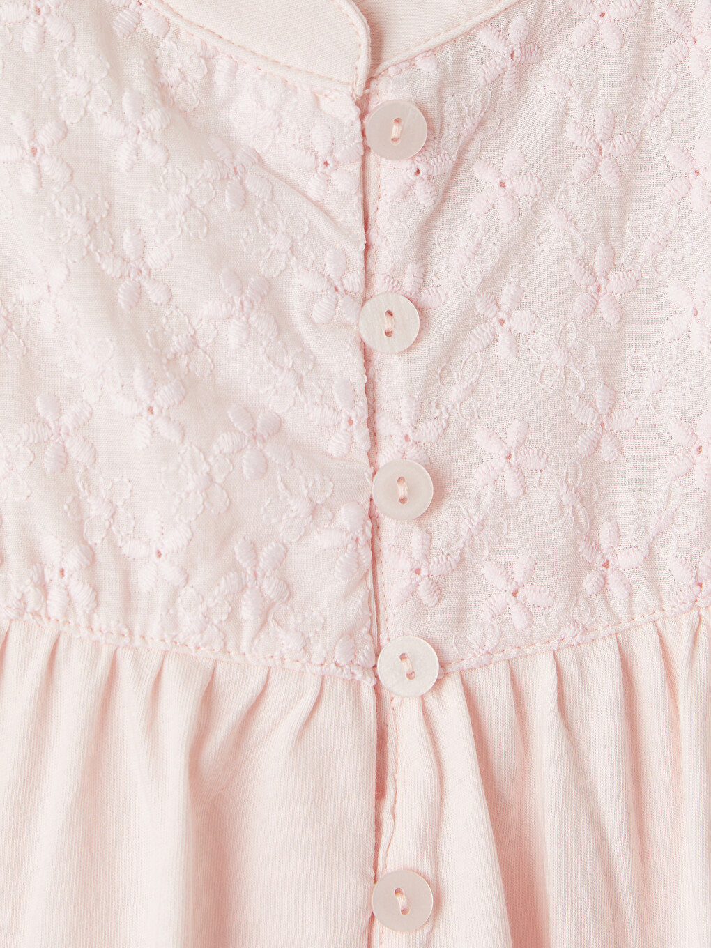 Pembe Hakim Yaka Nakışlı Hamile Şortlu Pijama Takımı-7