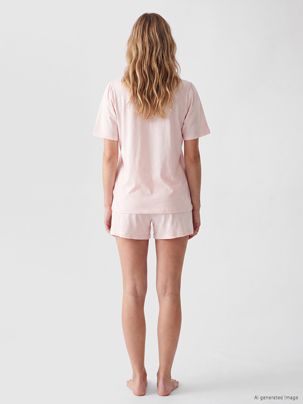 Pembe Hakim Yaka Nakışlı Hamile Şortlu Pijama Takımı-3