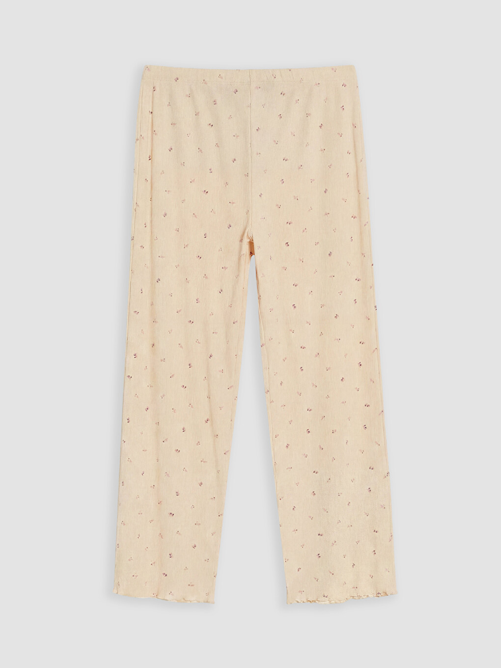 Bej U Yaka Çiçekli Kadın Pijama Takım-6