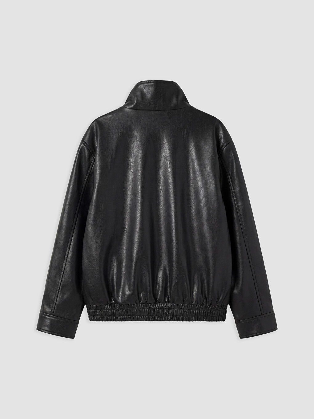 Mock Neck Girls' Faux Leather Coat-1