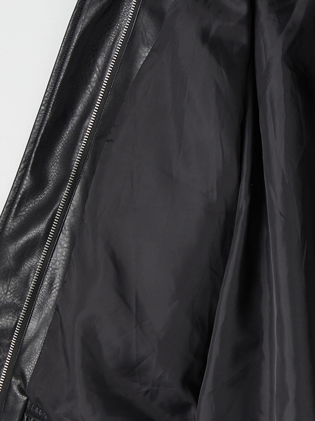 Mock Neck Girls' Faux Leather Coat-3