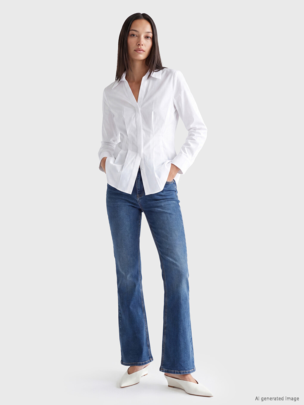 Pleated Peplum Women's Shirt-1