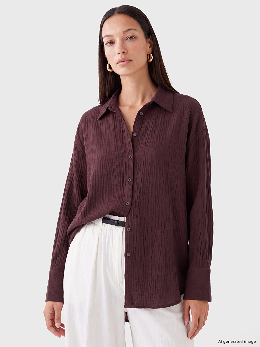 Textured Oversize Women's Shirt