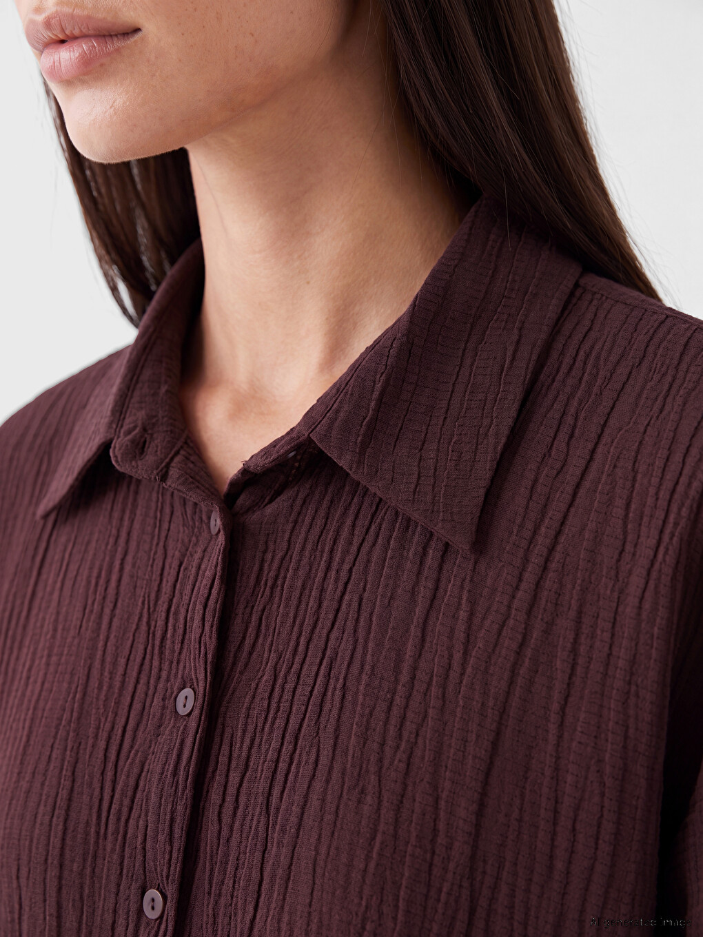 Textured Oversize Women's Shirt-2