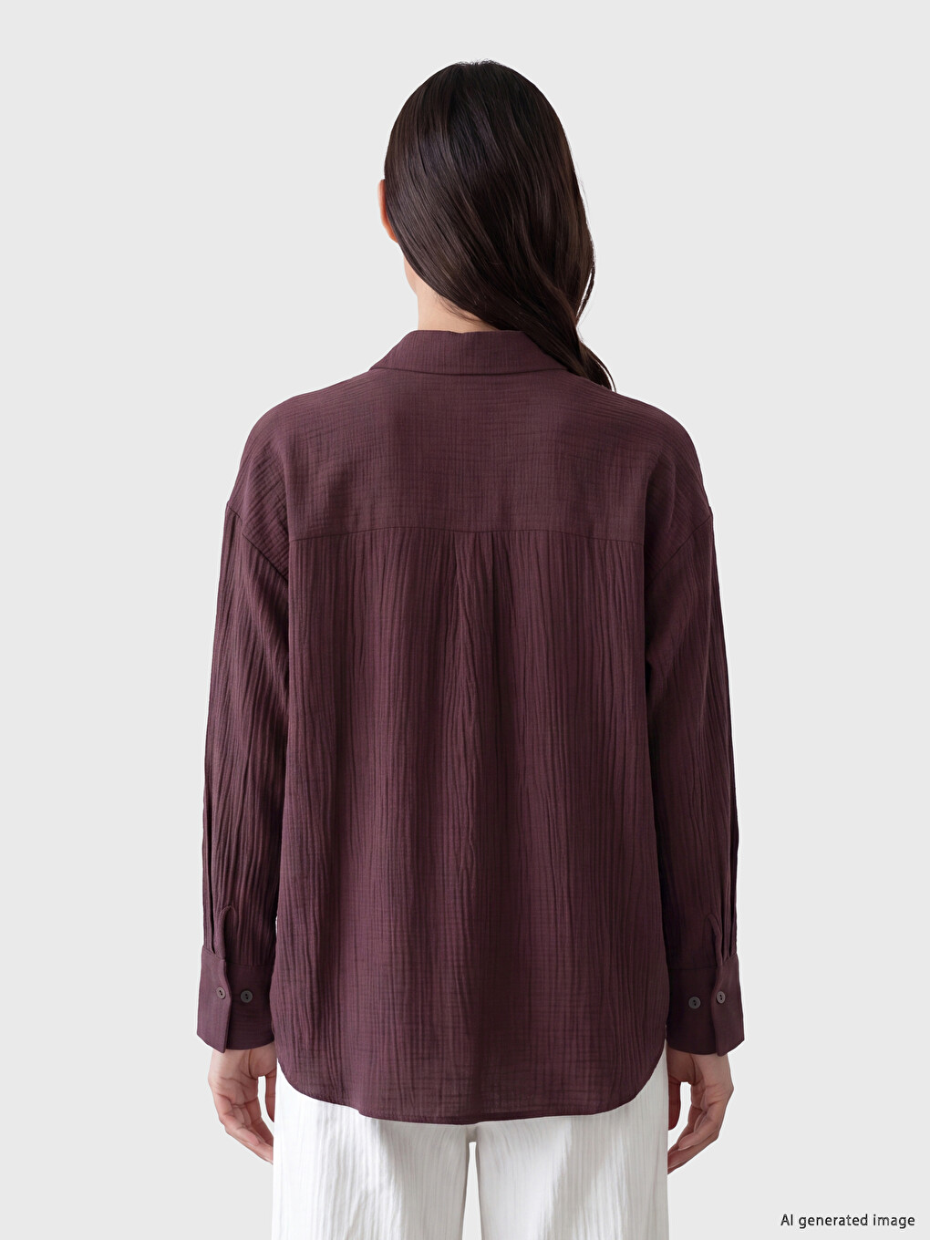 Textured Oversize Women's Shirt-3