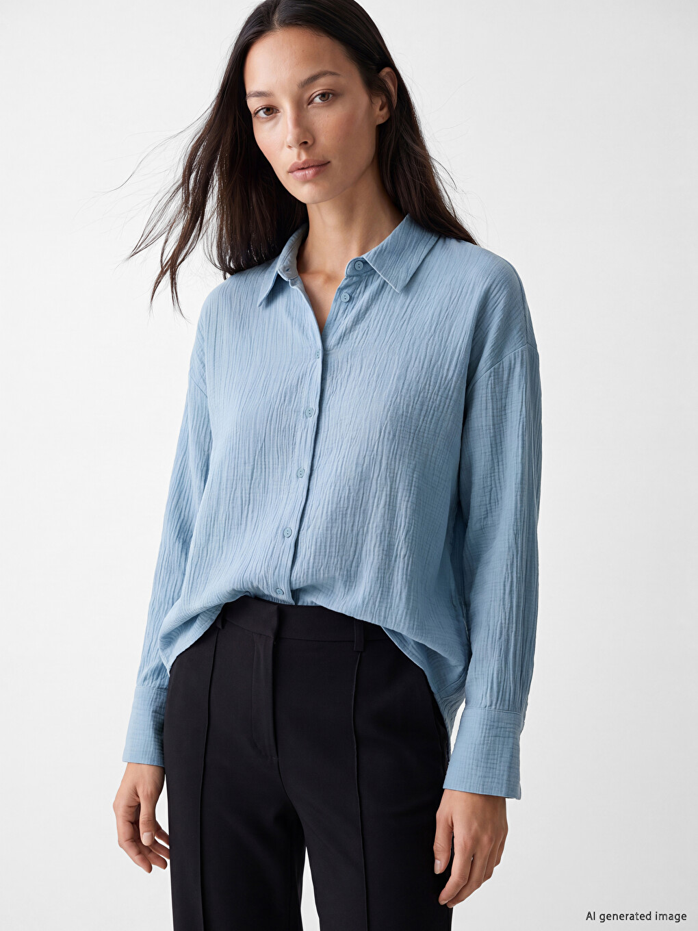 Textured Oversize Women's Shirt