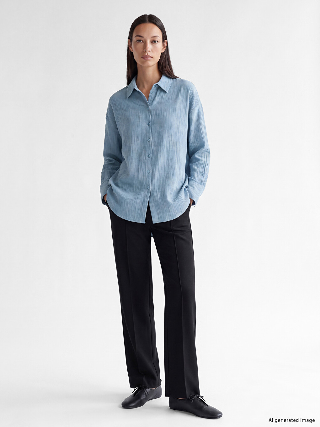 Textured Oversize Women's Shirt-1