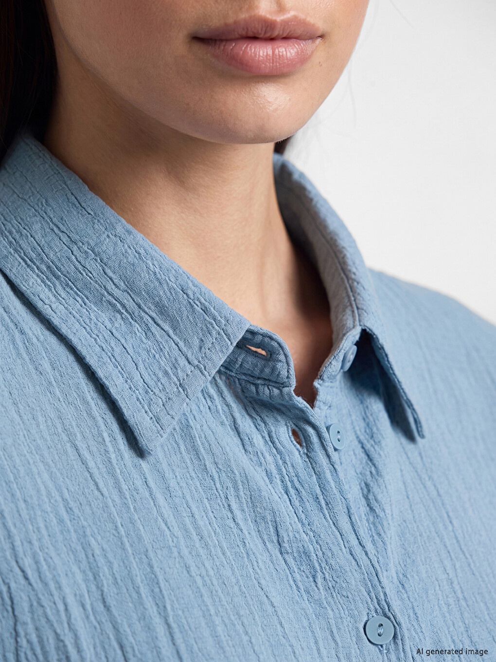 Textured Oversize Women's Shirt-2