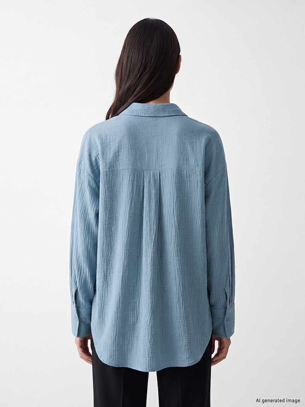 Textured Oversize Women's Shirt-3