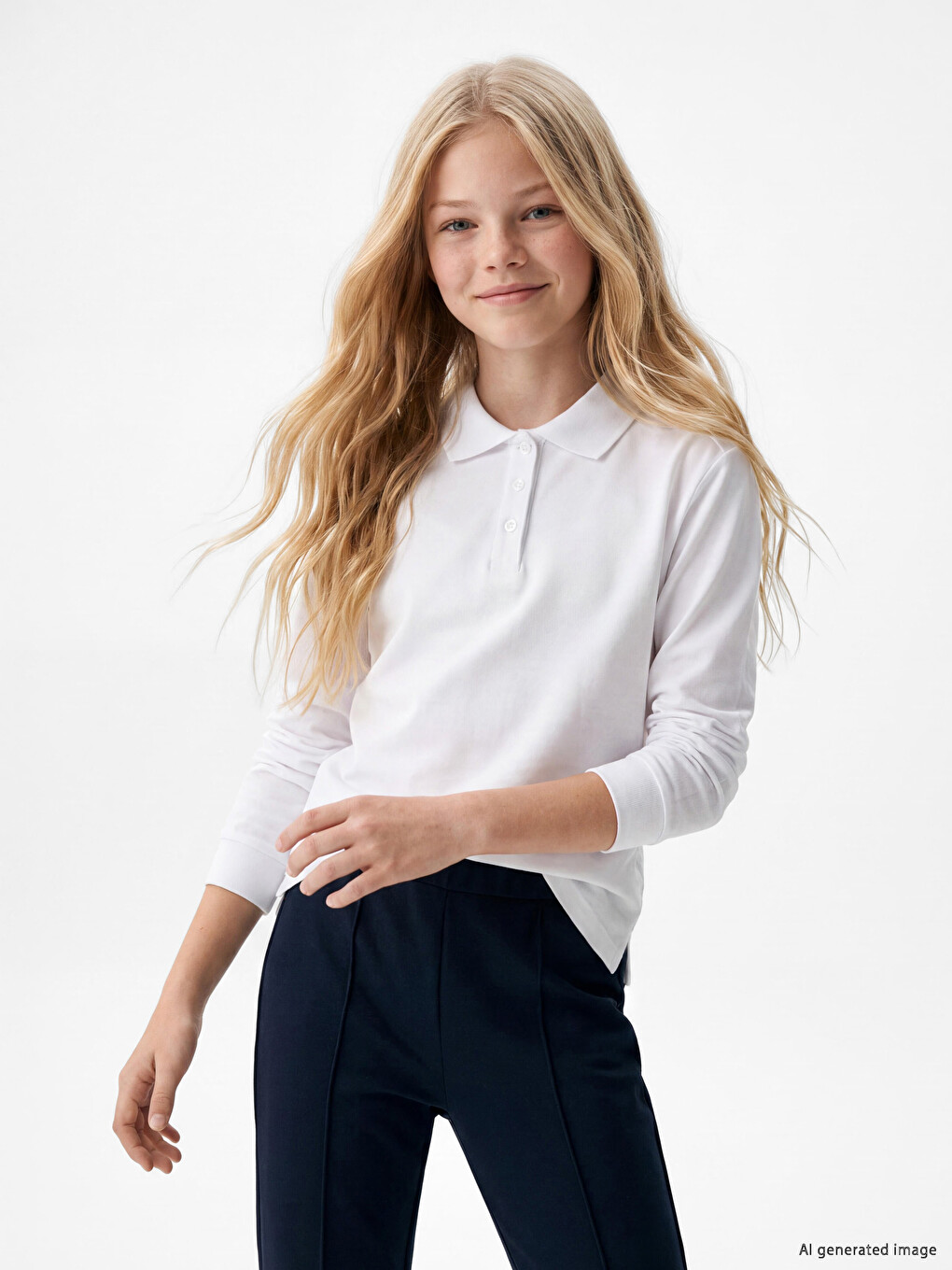 Polo Collar Girls' Pique T-shirt
