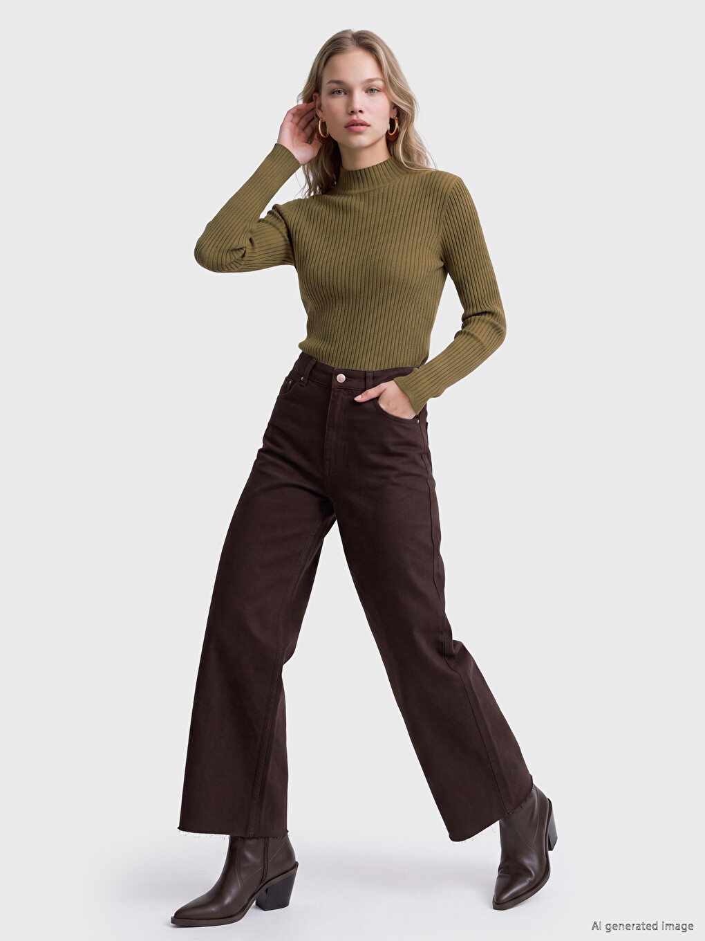 Mock Turtleneck Women's Knitwear Sweater-1
