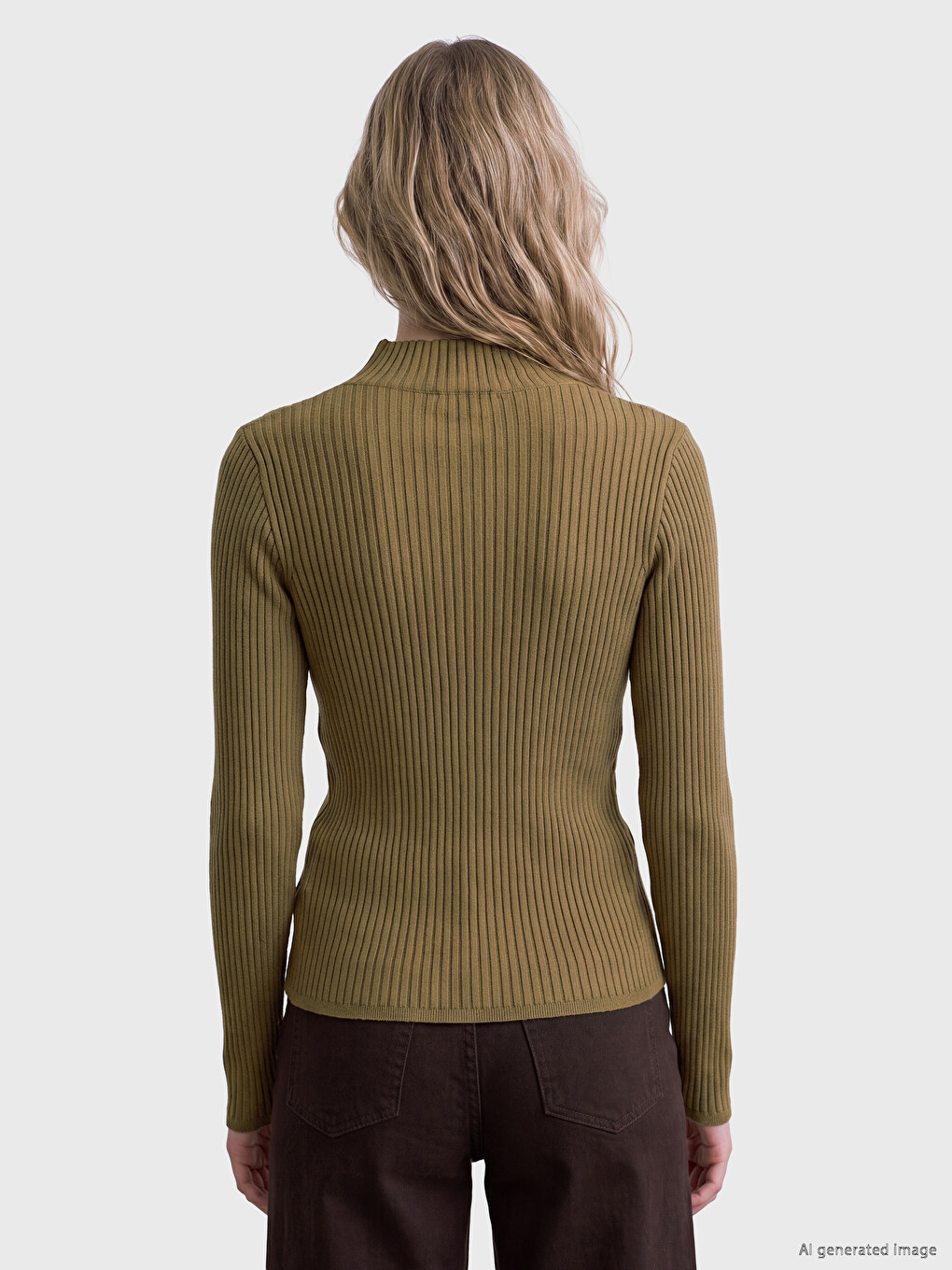 Mock Turtleneck Women's Knitwear Sweater-3