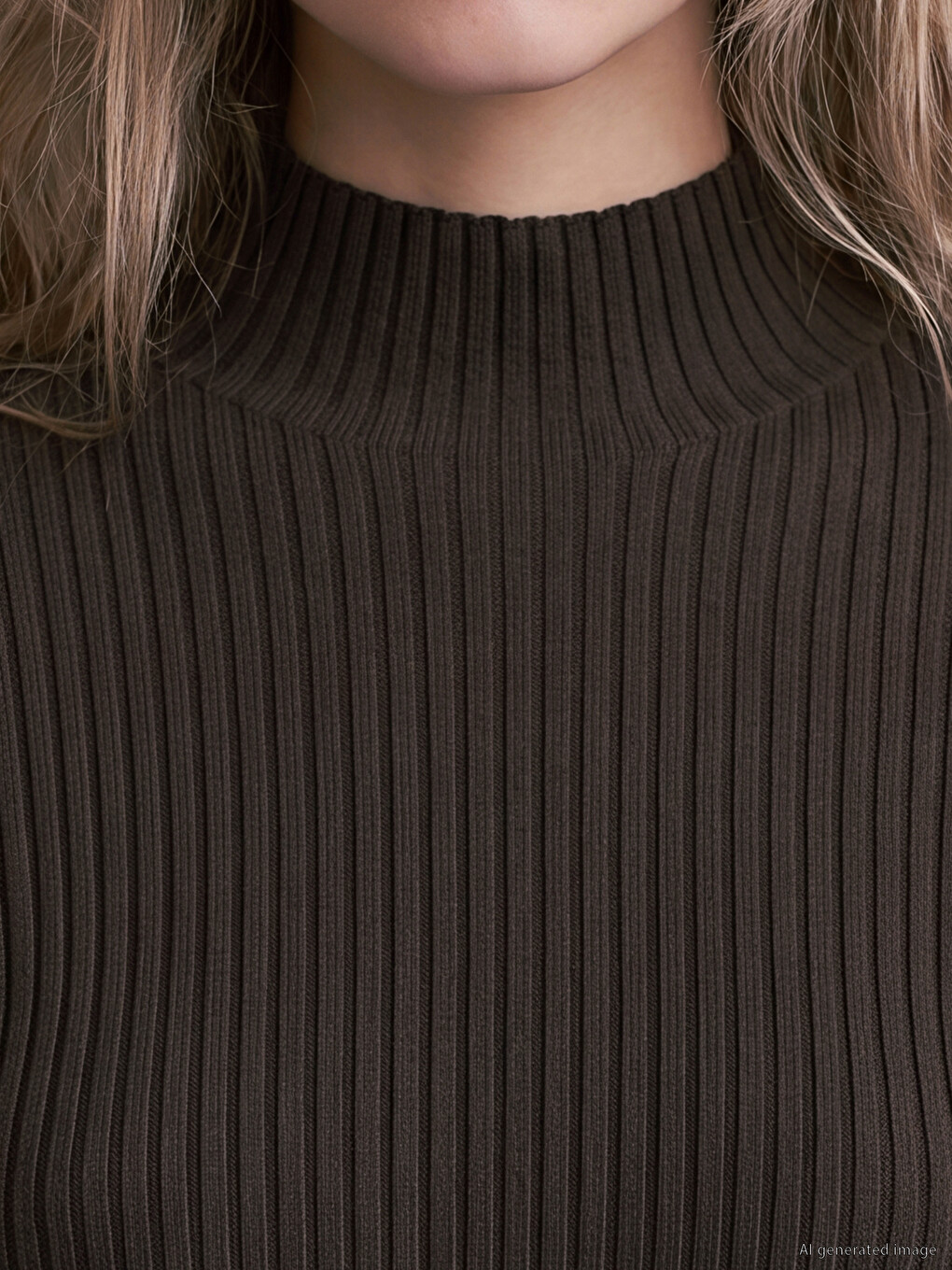 Mock Turtleneck Ribbed Women's Knitwear Sweater-2