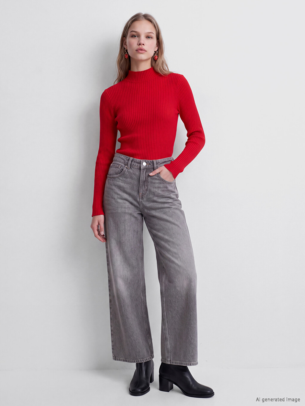 Mock Turtleneck Women's Knitwear Sweater-1