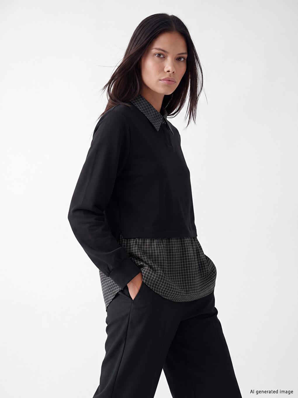 Woman Black Sweatshirt Tunic