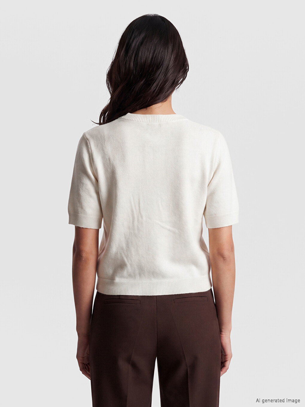 Short Sleeve Women's Knitwear Sweater-3