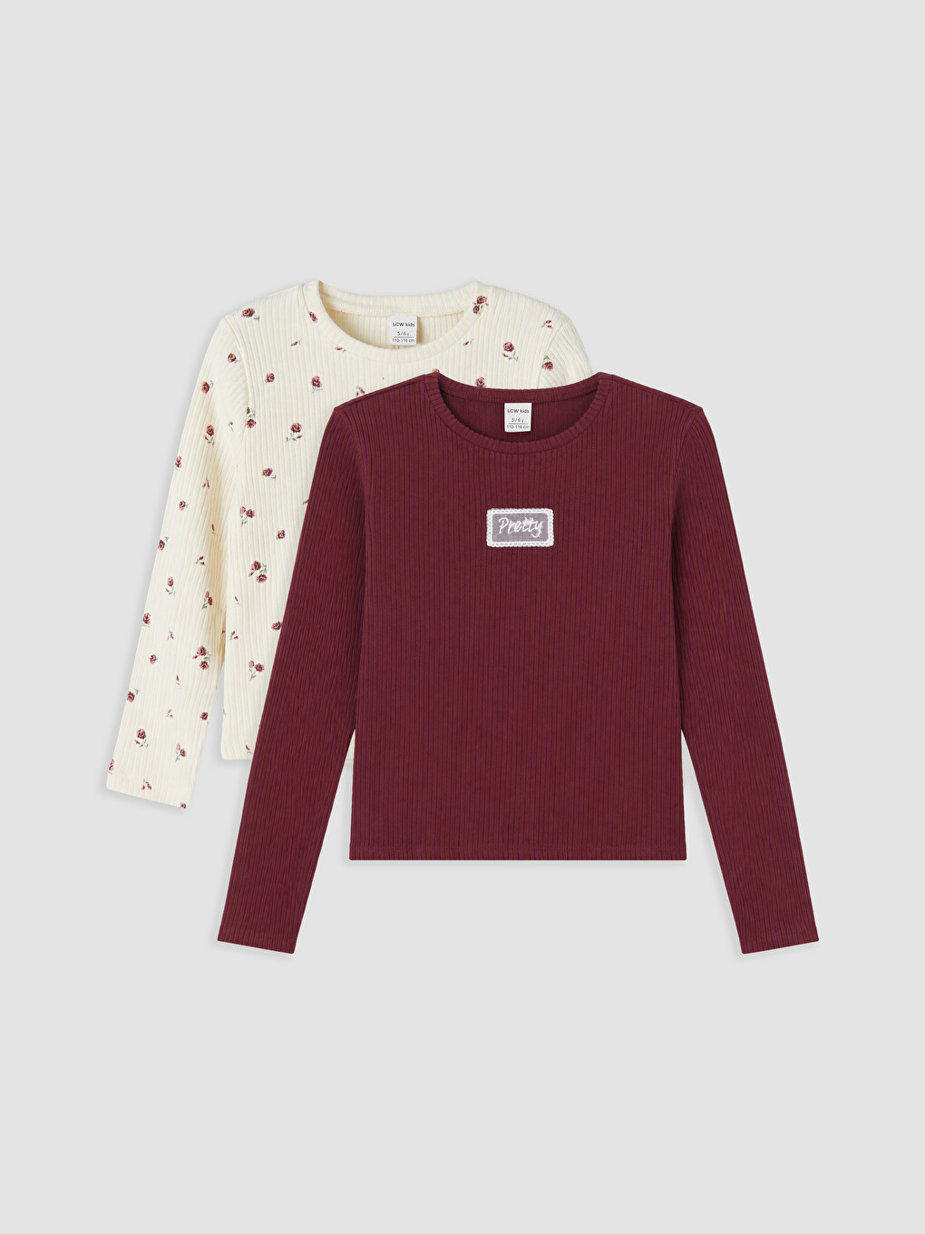 Crew Neck Embroidered Girls' 2 Pack T-shirt