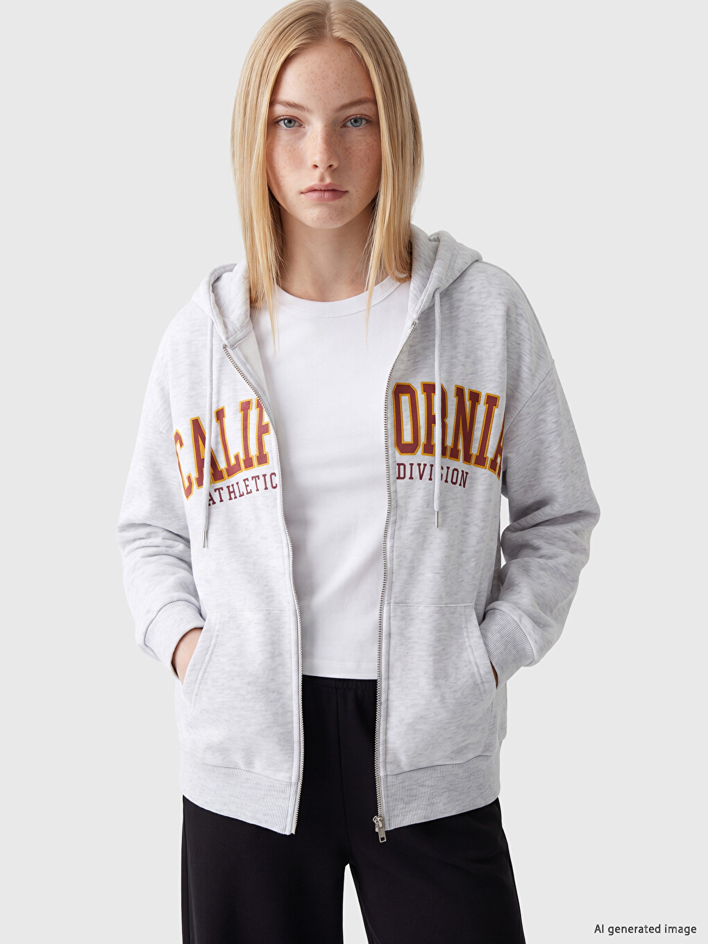 Hooded Oversize Women's Zip-up Sweatshirt