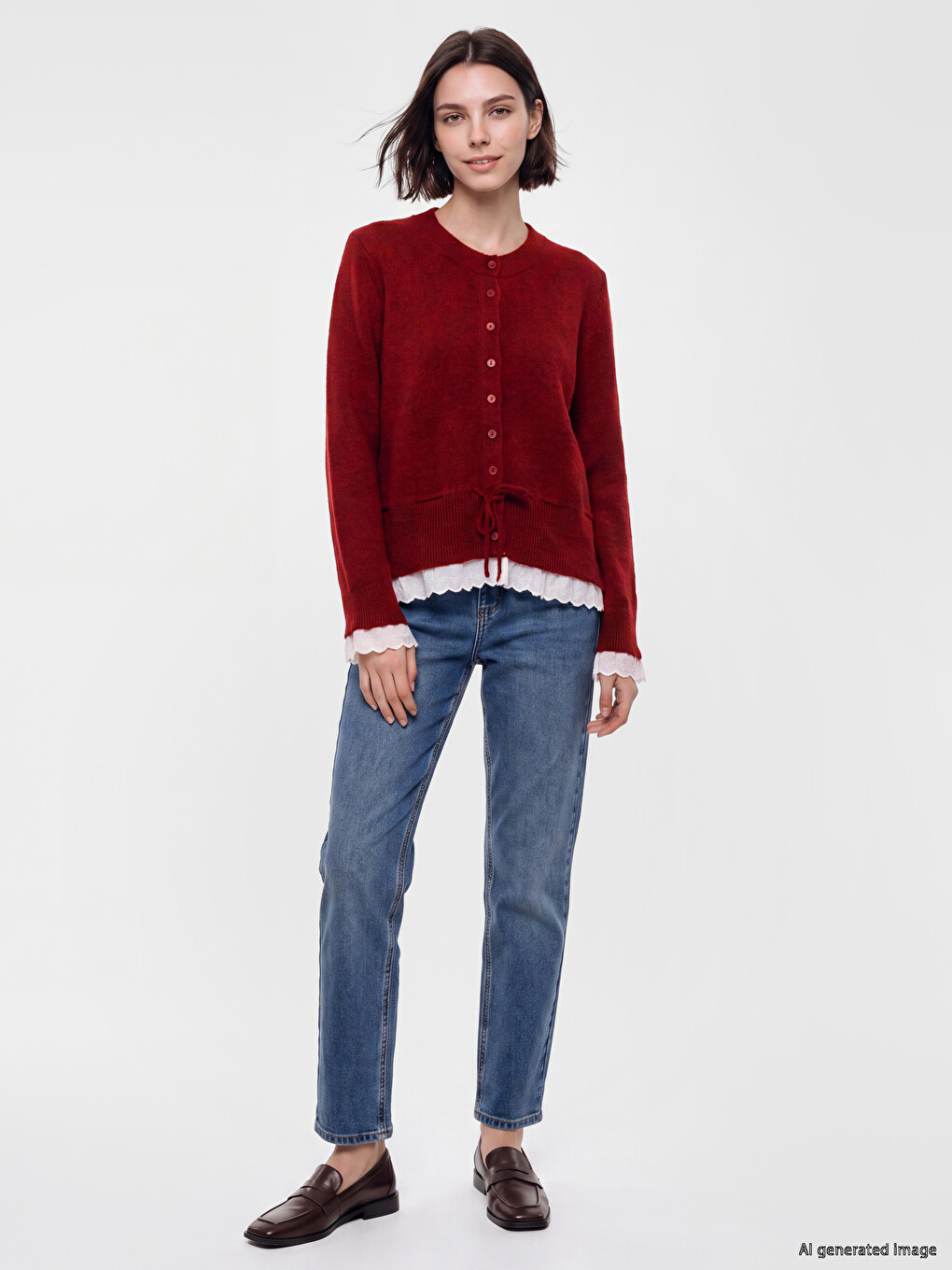 Crew Neck Women's Knitwear Cardigan-1