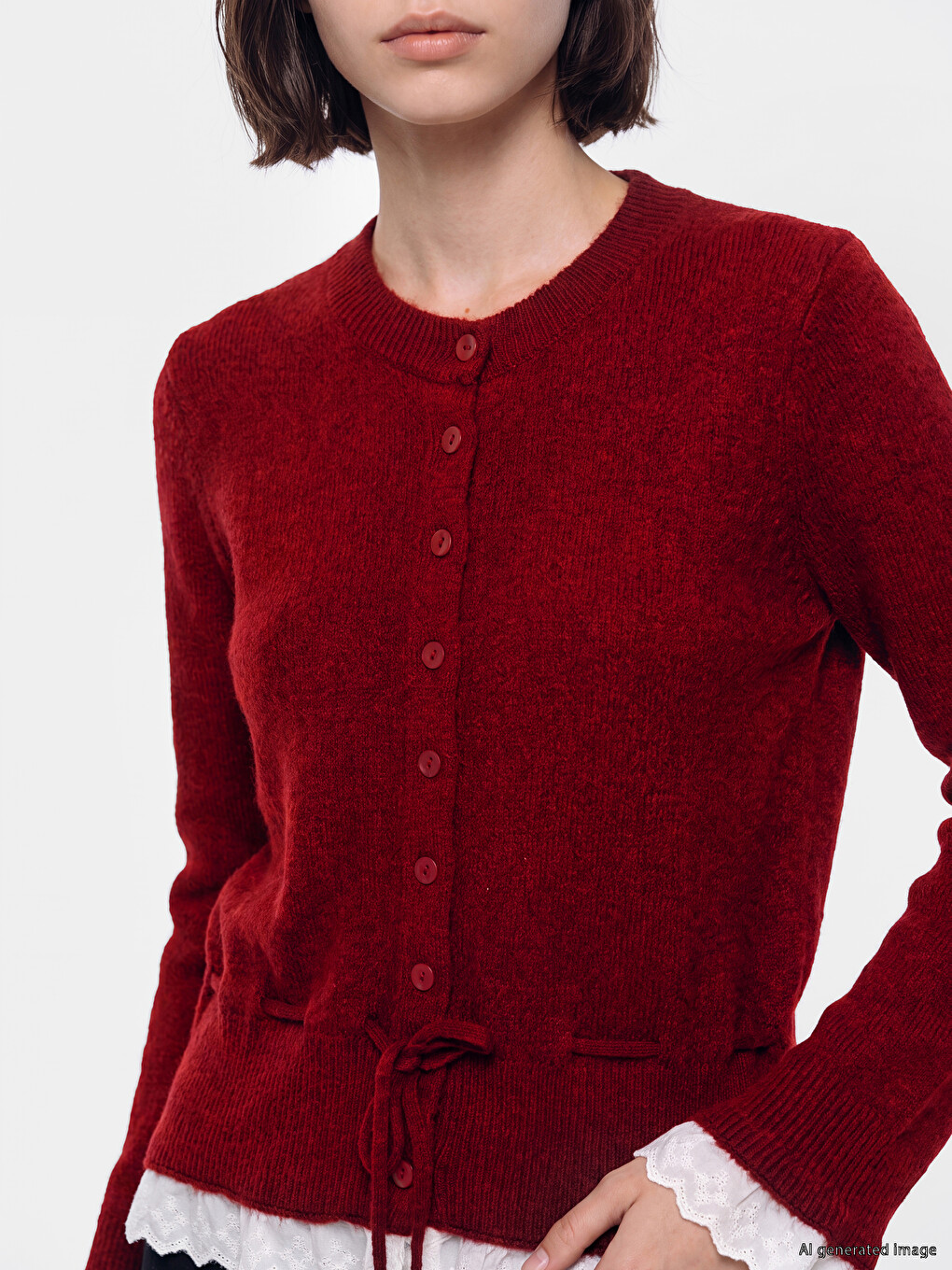 Crew Neck Women's Knitwear Cardigan-2