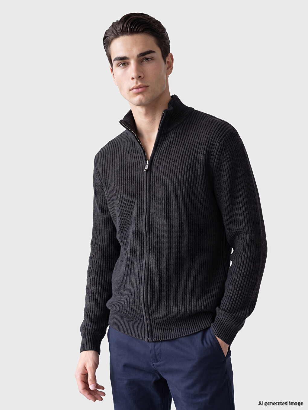 Pull En Maille À Col Montant Pour Homme