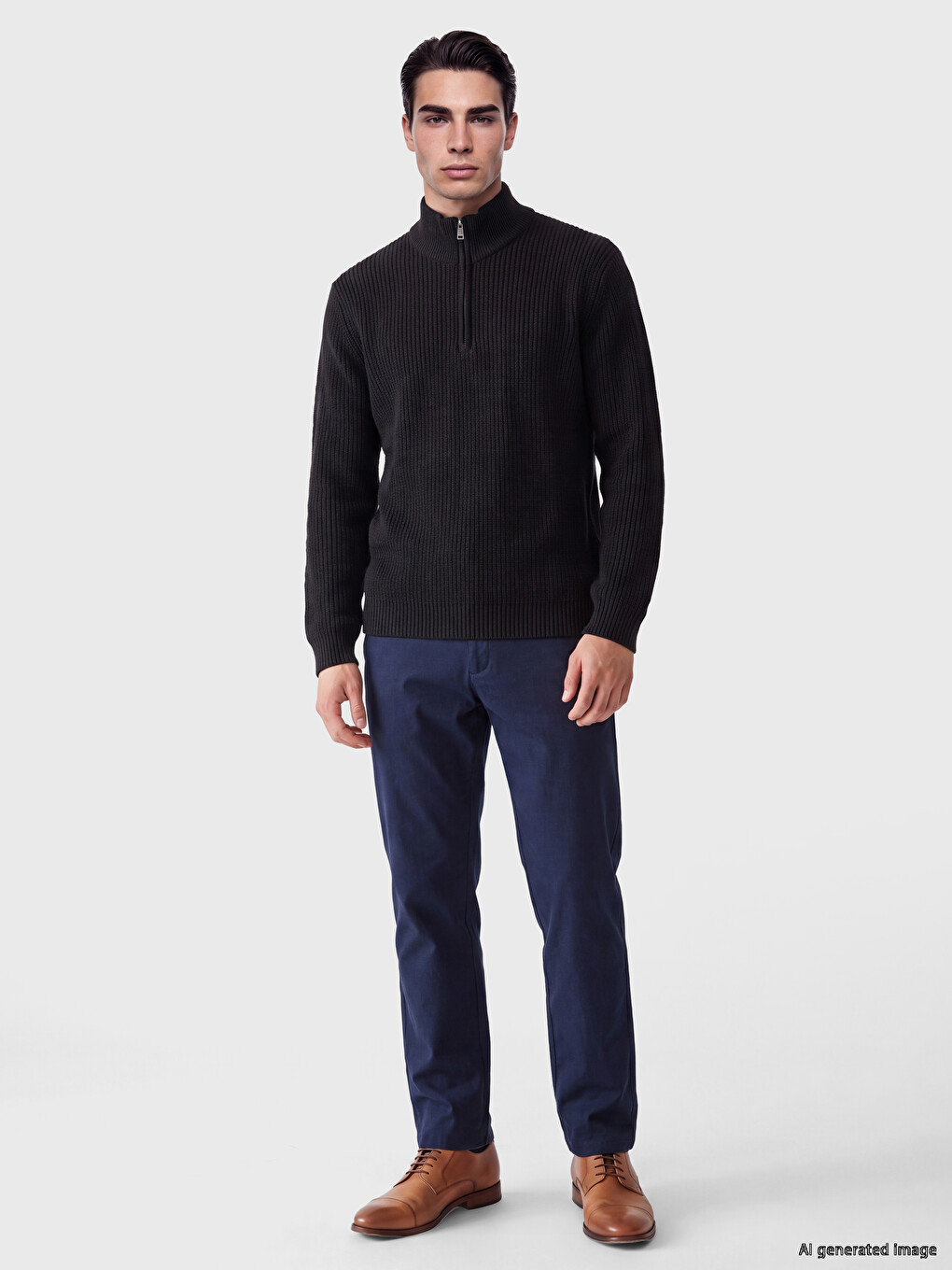 Pull En Maille À Col Montant Pour Homme-1