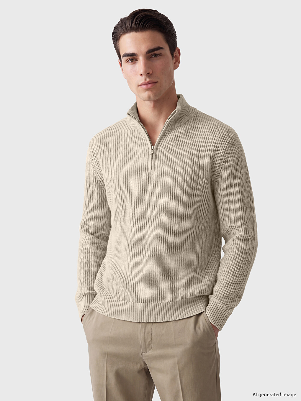 Mock Neck Men's Knitwear Sweater