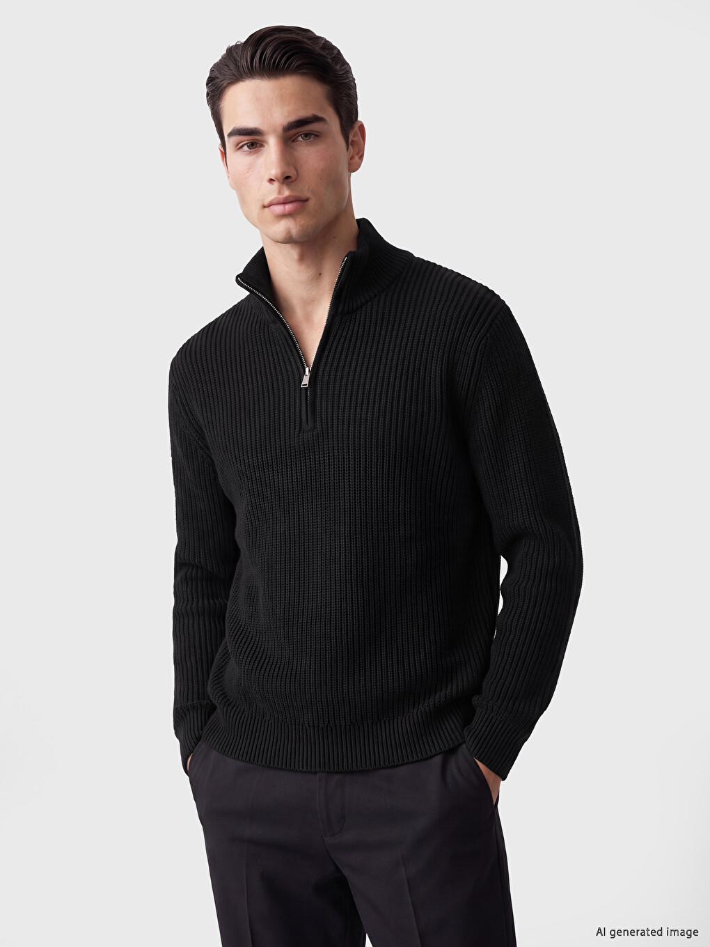 Mock Neck Men's Knitwear Sweater