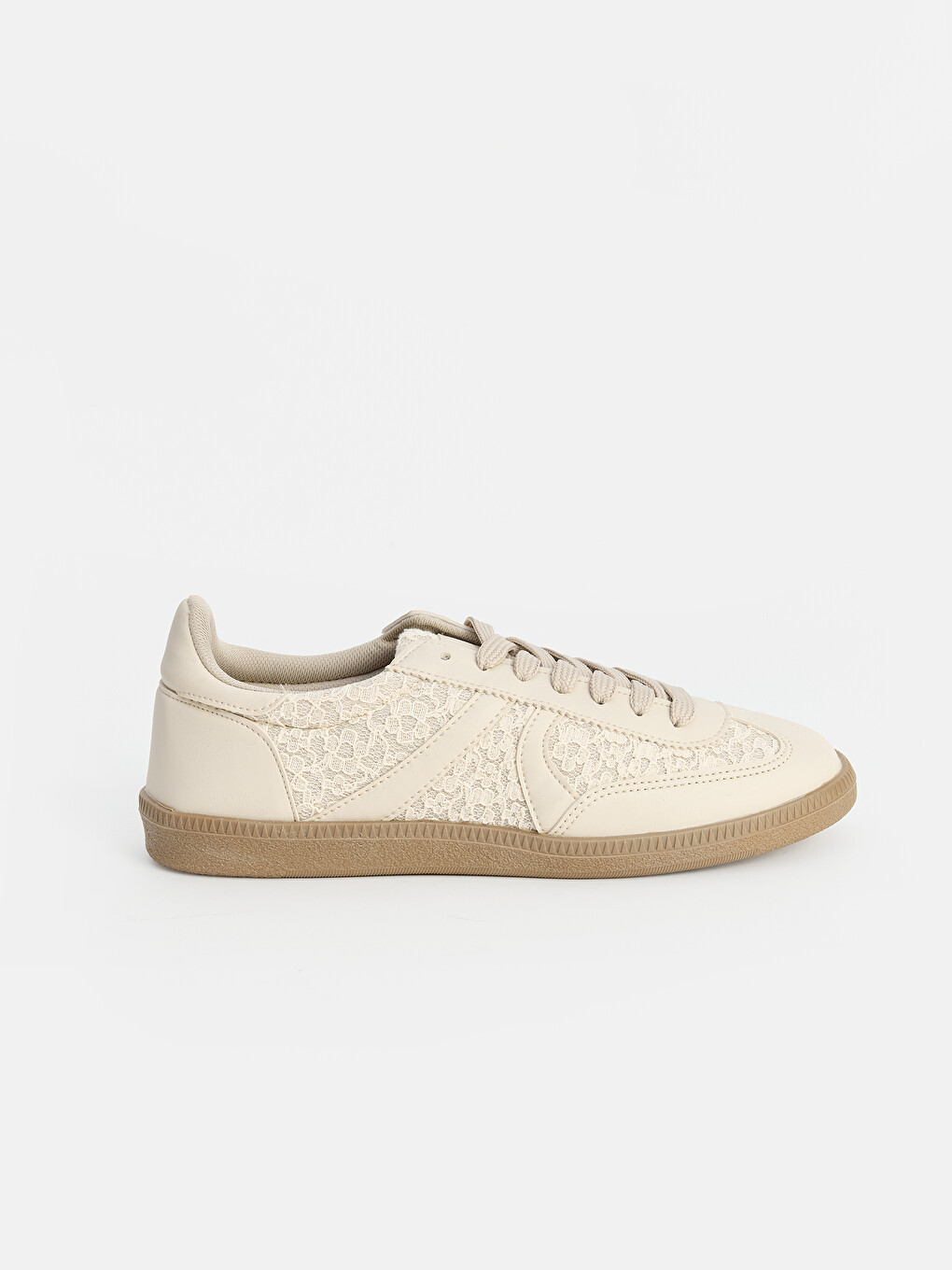 Bej Dantel Detaylı Kadın Sneaker-1
