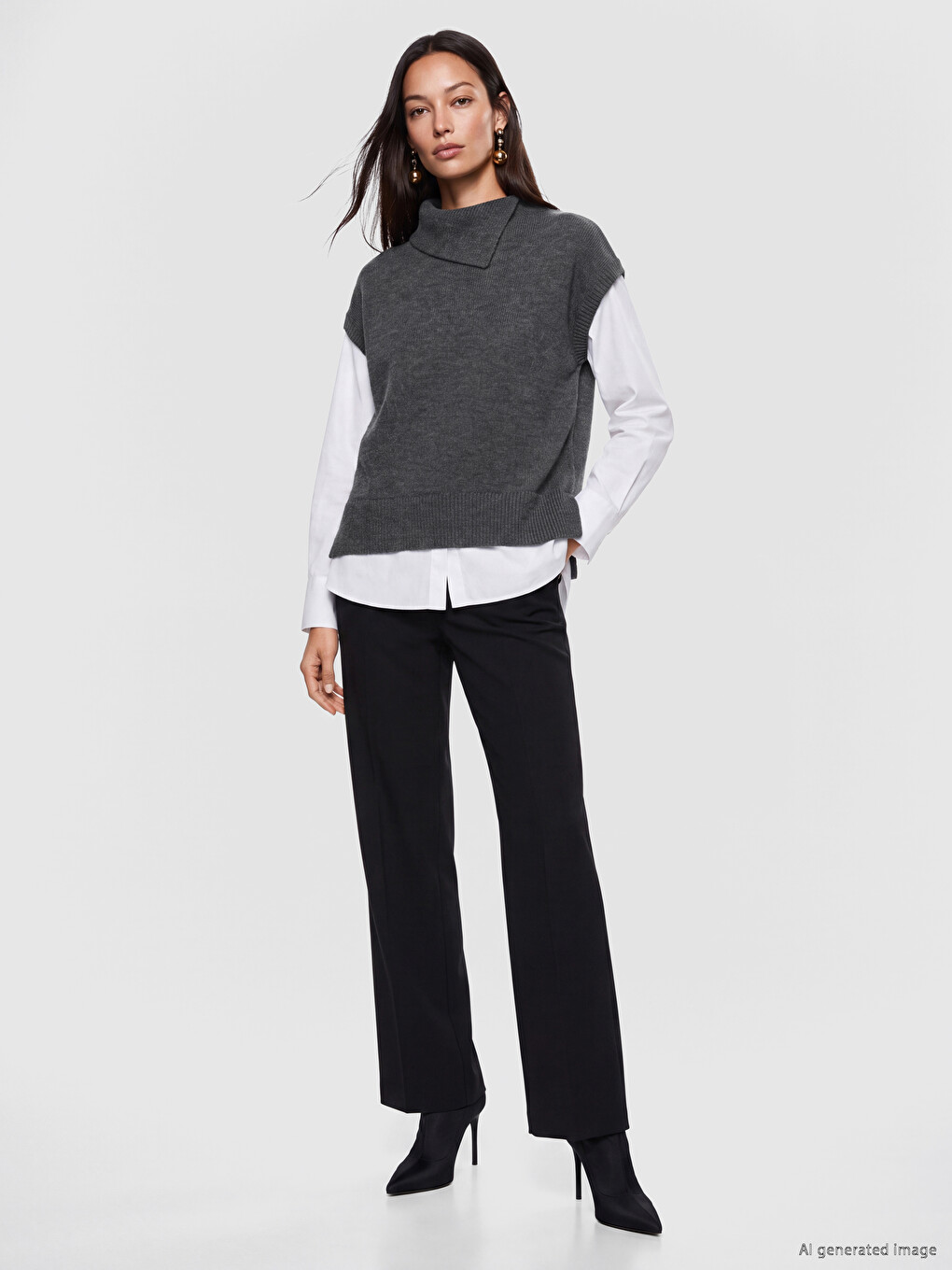 Asymmetrical Collar Women's Knitwear Sweater-1