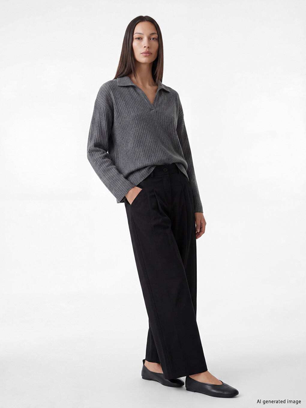 Polo Collar Women's Ribbed Body-1