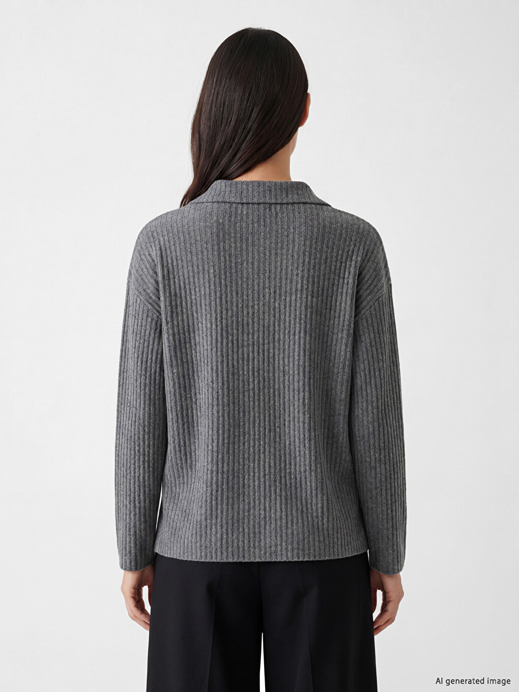 Polo Collar Women's Ribbed Body-3
