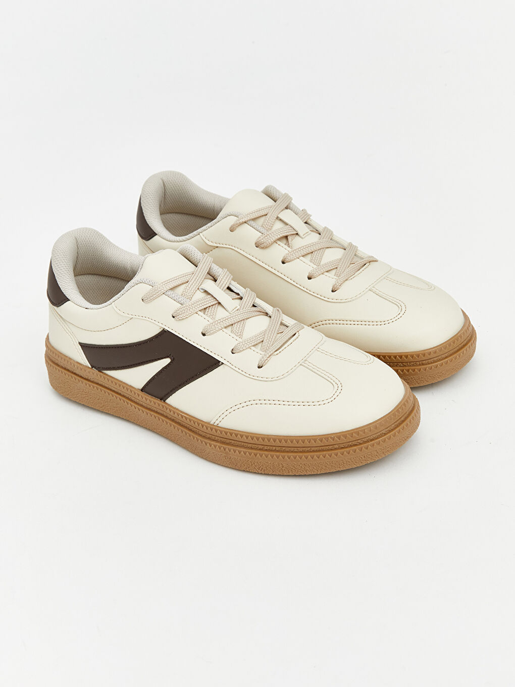 Bej Deri Görünümlü Erkek Spor Ayakkabı