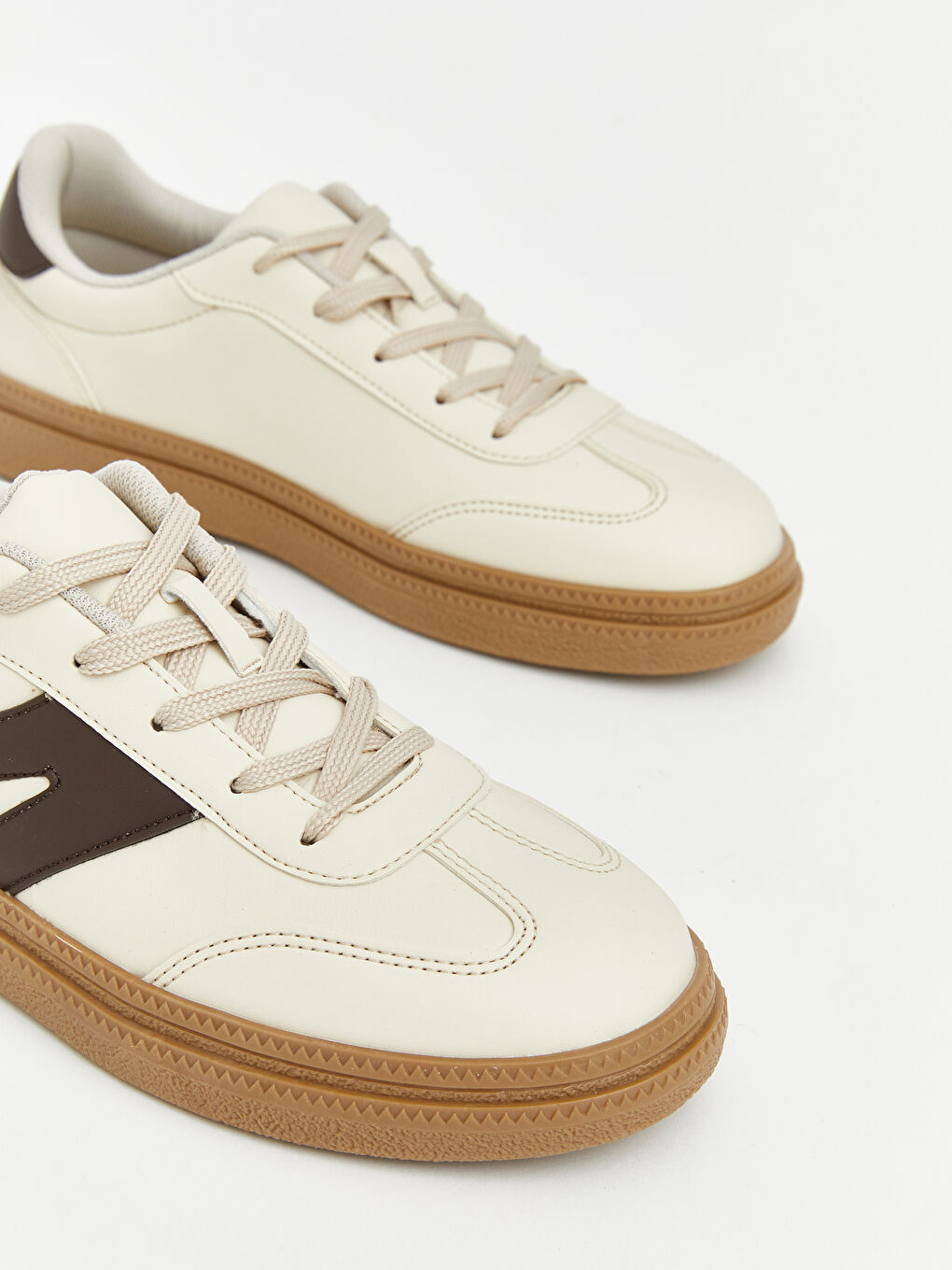 Bej Deri Görünümlü Erkek Spor Ayakkabı-2