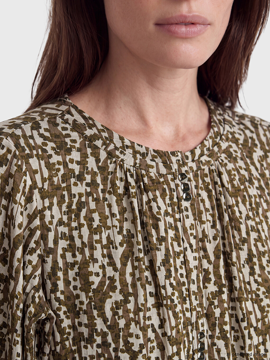 Crew Neck Patterned Blouse-2