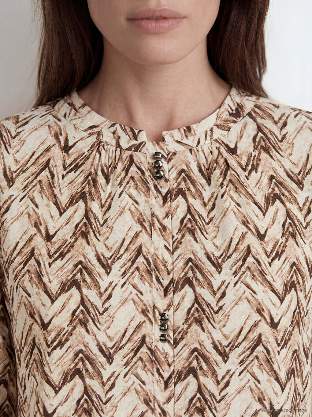 Crew Neck Patterned Blouse-2
