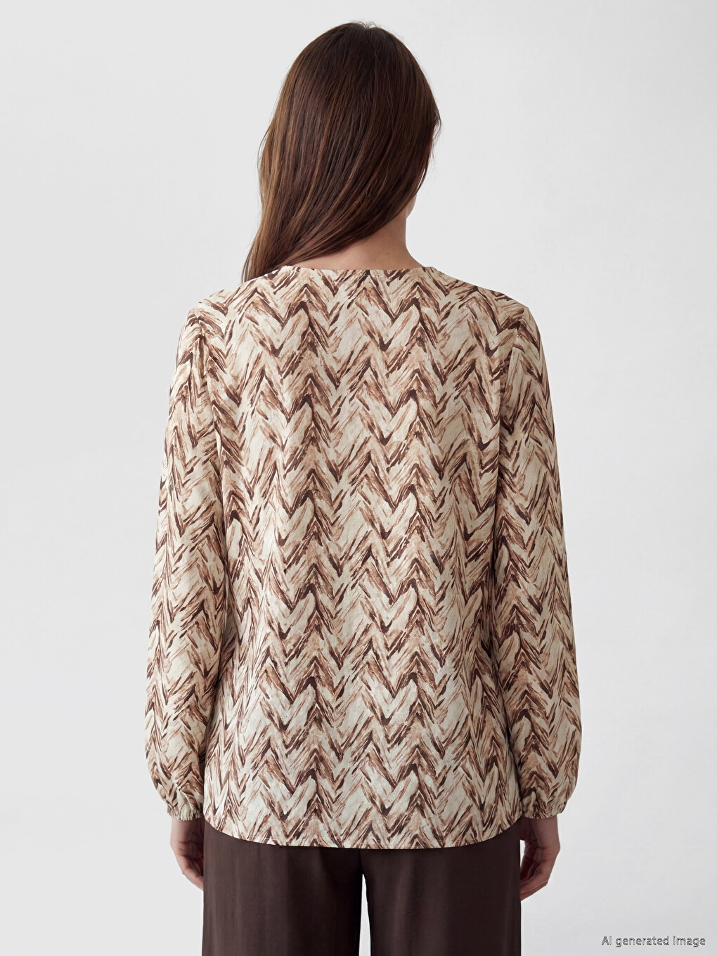 Crew Neck Patterned Blouse-3