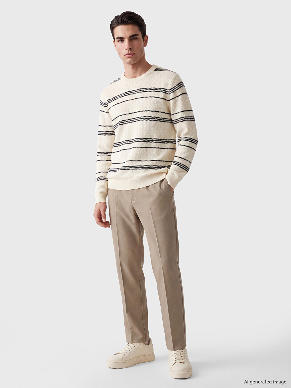 Crew Neck Striped Men's Knitwear Sweater-1