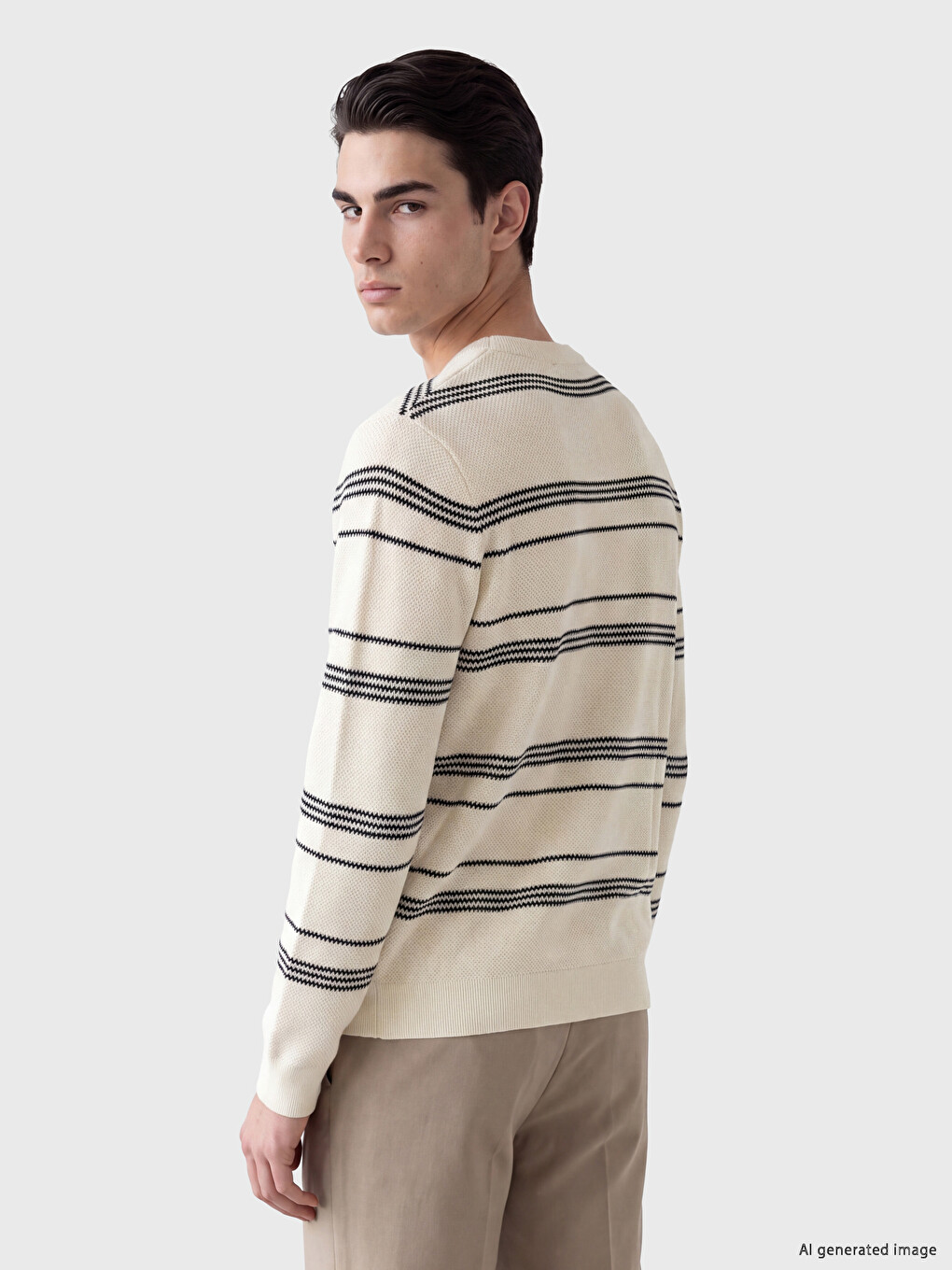 Crew Neck Striped Men's Knitwear Sweater-2
