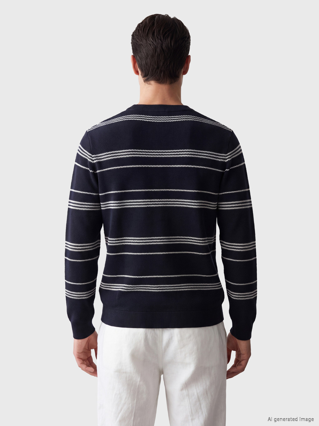 Crew Neck Striped Men's Knitwear Sweater-2