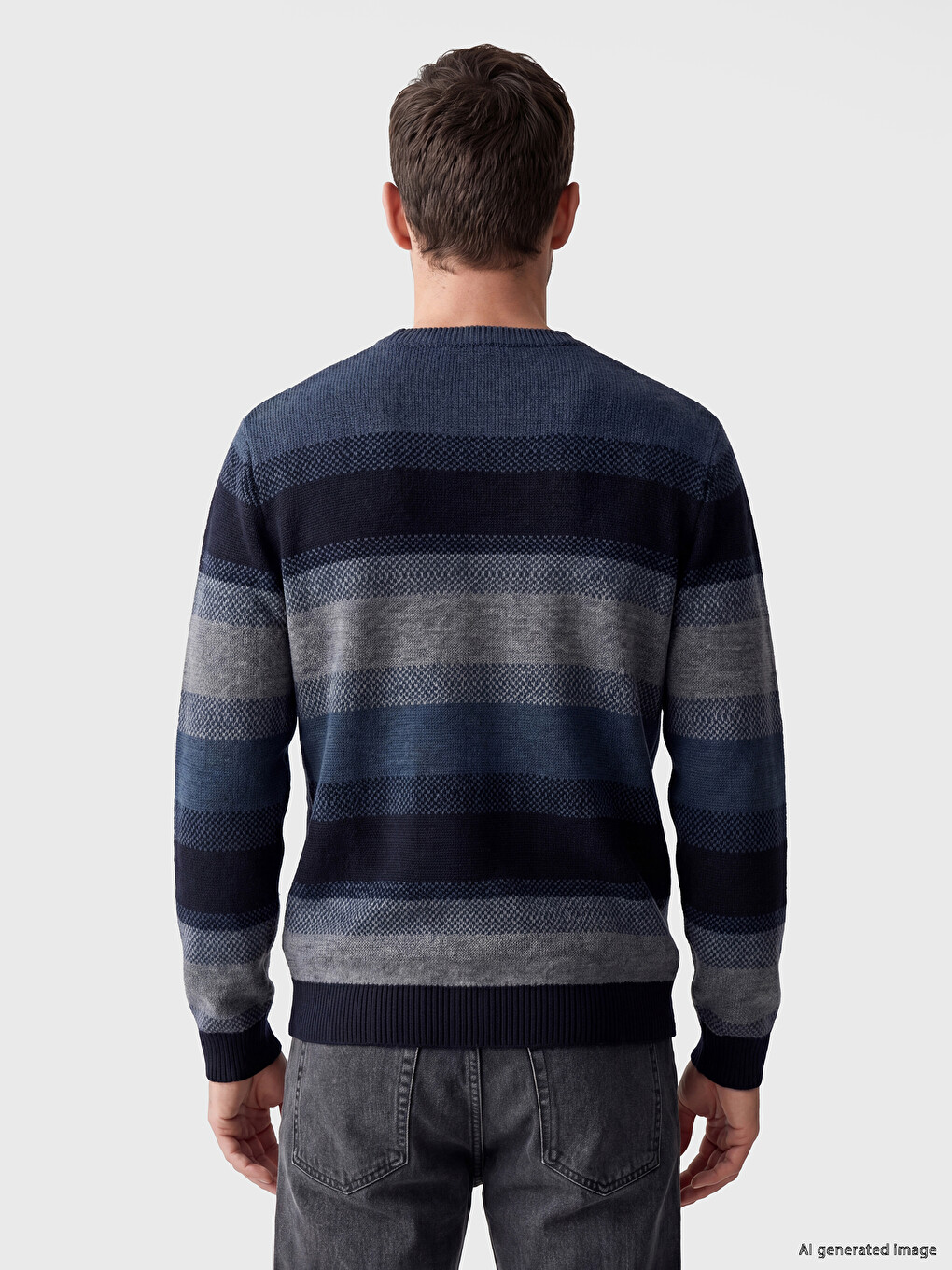 Gestreifter Herren-strickpullover Mit Rundhalsausschnitt-2